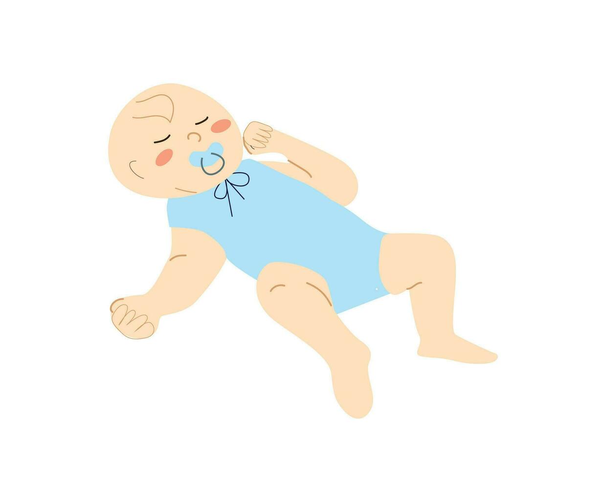 sovande nyfödd bebis, liten pojke med napp vektor