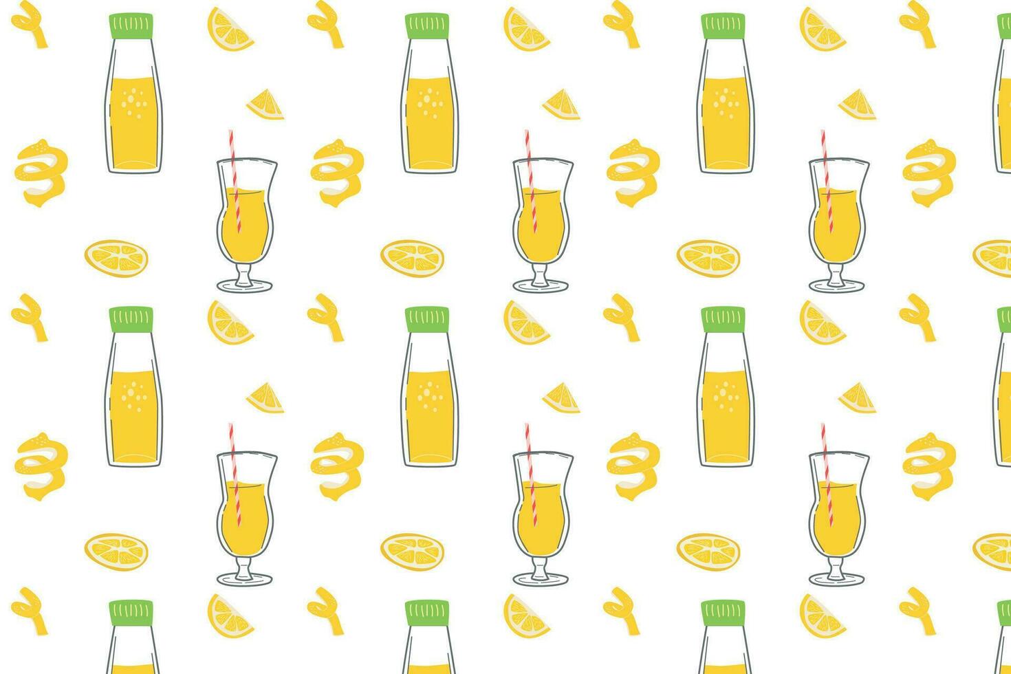 sommar sömlös mönster citron- skivor och drycker vektor