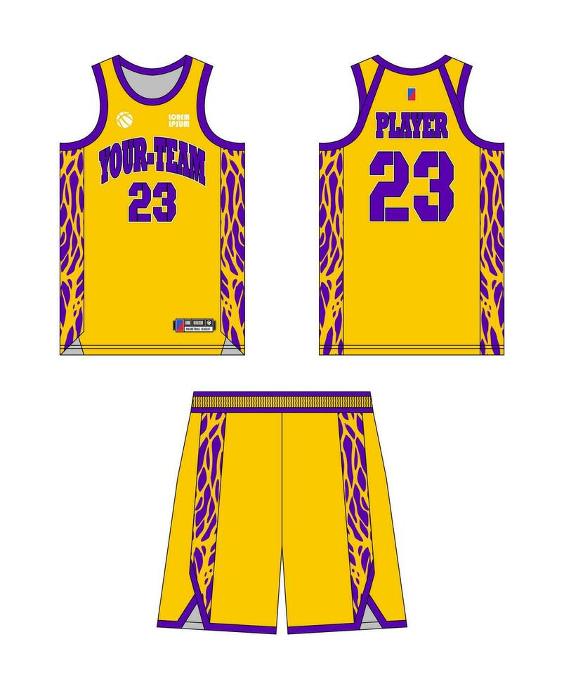 Basketball Jersey Vorlage Design, Basketball Uniform Attrappe, Lehrmodell, Simulation Design, Vektor Sublimation Sport bekleidung Design, Jersey Basketball Ideen.