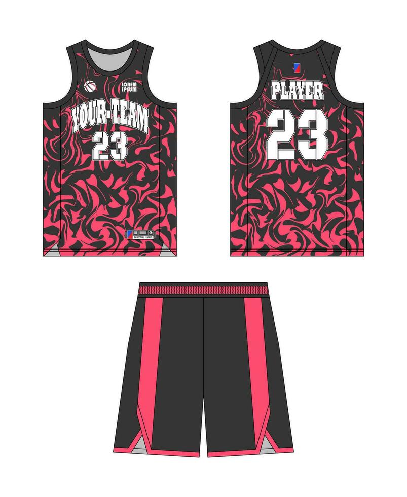 Basketball Jersey Vorlage Design, Basketball Uniform Attrappe, Lehrmodell, Simulation Design, Vektor Sublimation Sport bekleidung Design, Jersey Basketball Ideen.