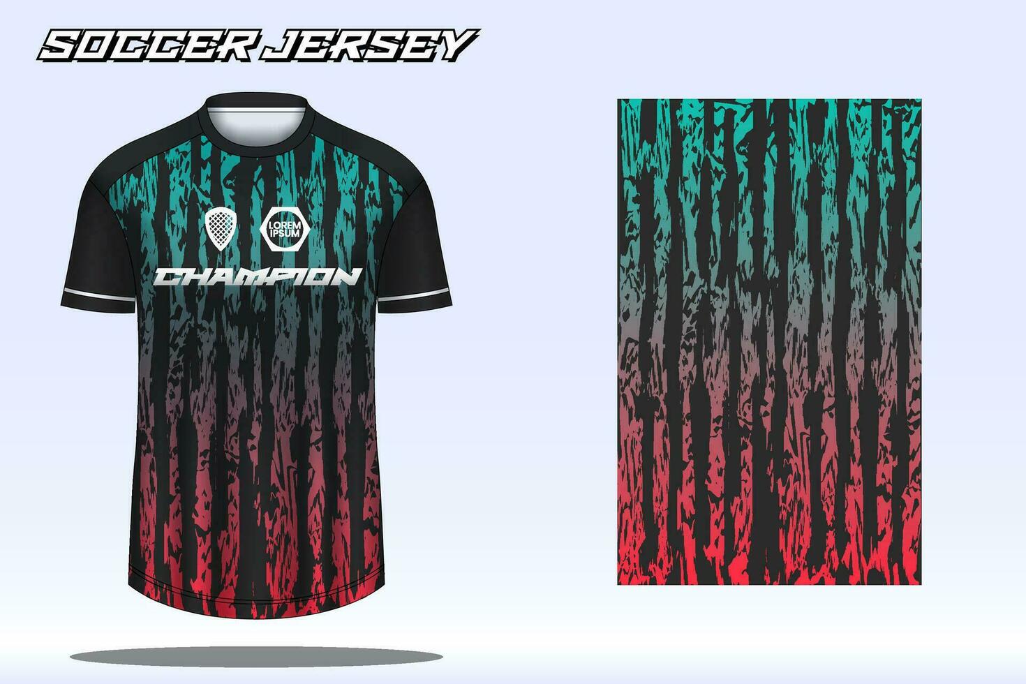 Fußball Jersey Attrappe, Lehrmodell, Simulation zum Fußball Verein. Vektor Sublimation Sport bekleidung Design. Uniform Vorderseite Aussicht Vorlagen Fußball Jersey.