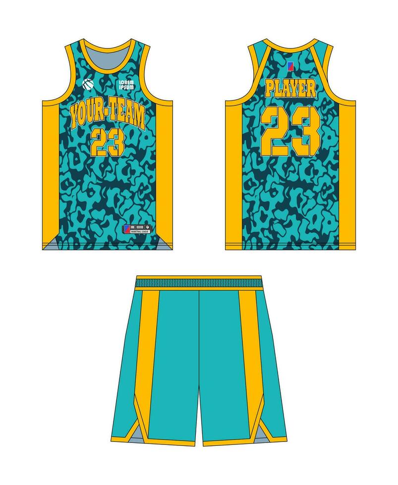 Basketball Jersey Vorlage Design, Basketball Uniform Attrappe, Lehrmodell, Simulation Design, Vektor Sublimation Sport bekleidung Design, Jersey Basketball Ideen.