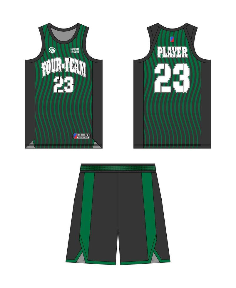 Basketball Jersey Vorlage Design, Basketball Uniform Attrappe, Lehrmodell, Simulation Design, Vektor Sublimation Sport bekleidung Design, Jersey Basketball Ideen.