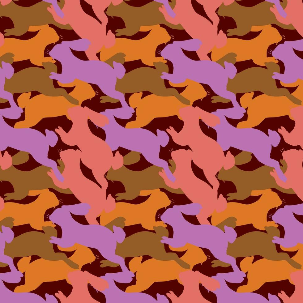 Muster mit das Silhouette von ein Springen Hase vektor