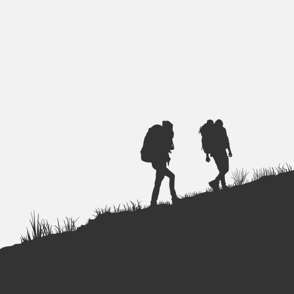 hoch Einzelheiten von Wandern Silhouette. minimal Symbol und Logo von Sport. passen zum Element Design, Hintergrund, Banner, Hintergrund, Abdeckung, Logotyp. isoliert auf schwarz Hintergrund. Vektor eps 10