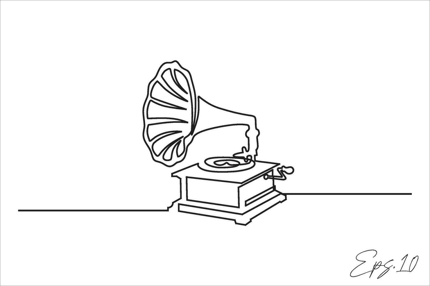 vinyl spela in kontinuerlig linje vektor illustration