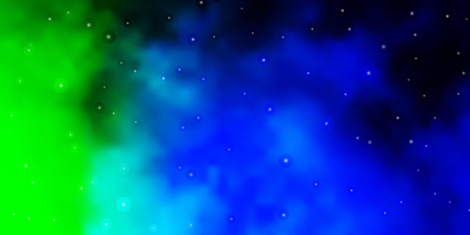 hellblauer, grüner Vektorhintergrund mit bunten Sternen. vektor