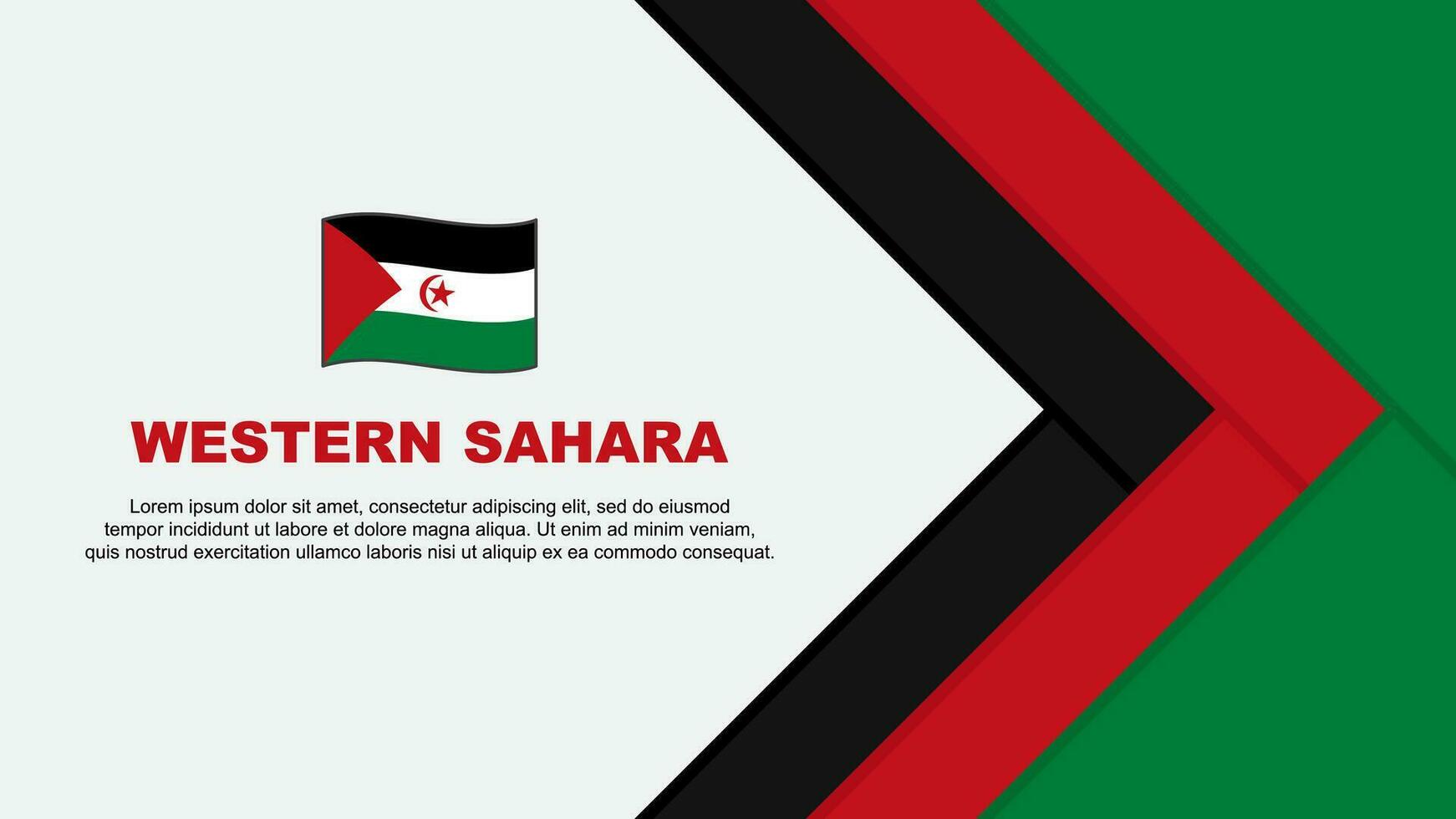 Western Sahara Flagge abstrakt Hintergrund Design Vorlage. Western Sahara Unabhängigkeit Tag Banner Karikatur Vektor Illustration. Western Sahara Karikatur