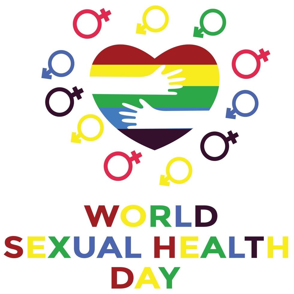 världens sexuella hälsodag med regnbågens färg vektor