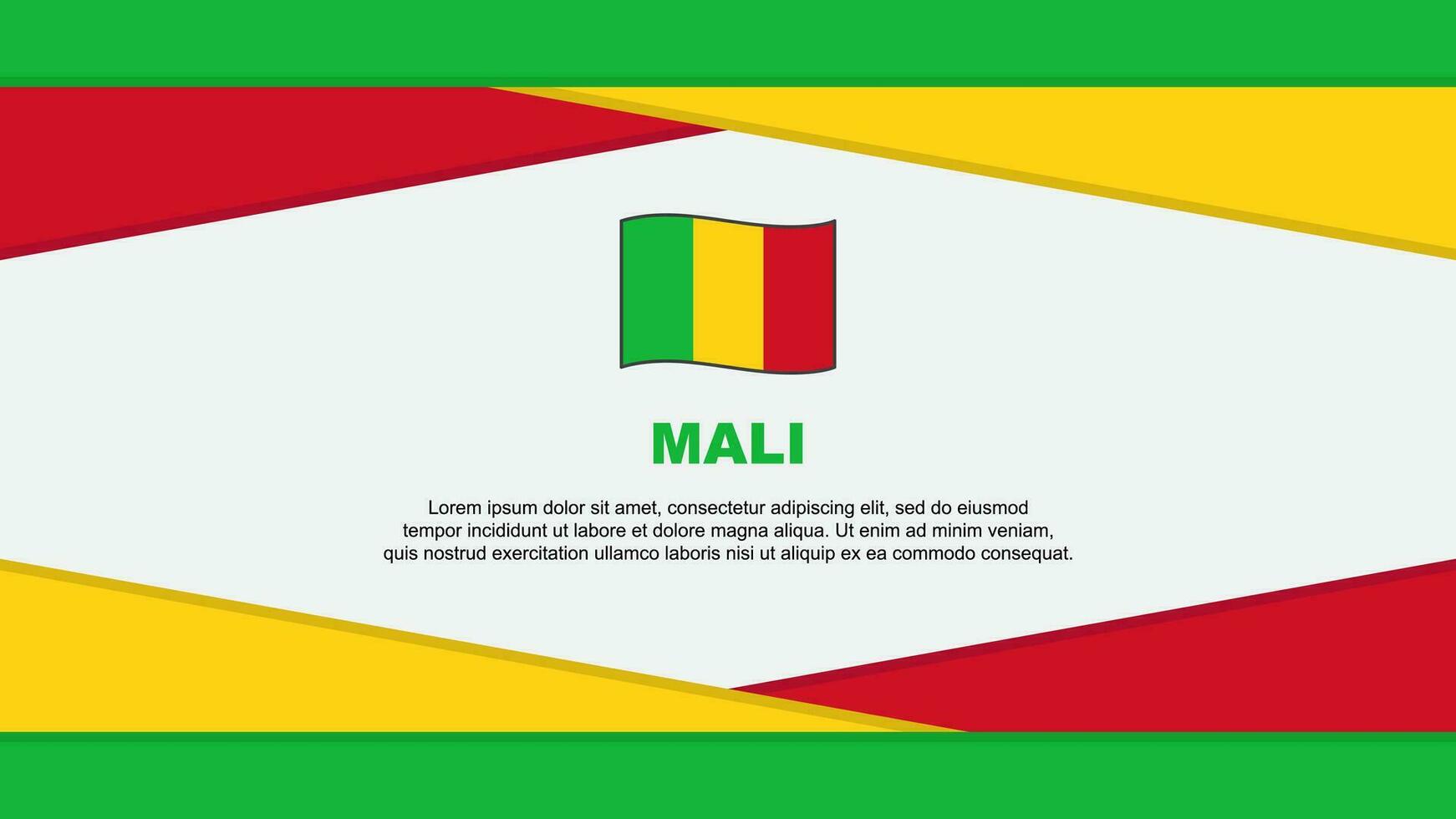 Mali Flagge abstrakt Hintergrund Design Vorlage. Mali Unabhängigkeit Tag Banner Karikatur Vektor Illustration. Mali Vektor