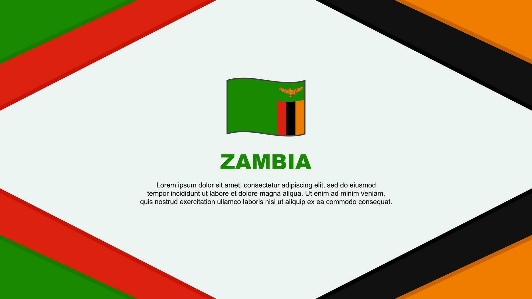 Sambia Flagge abstrakt Hintergrund Design Vorlage. Sambia Unabhängigkeit Tag Banner Karikatur Vektor Illustration. Sambia Vorlage