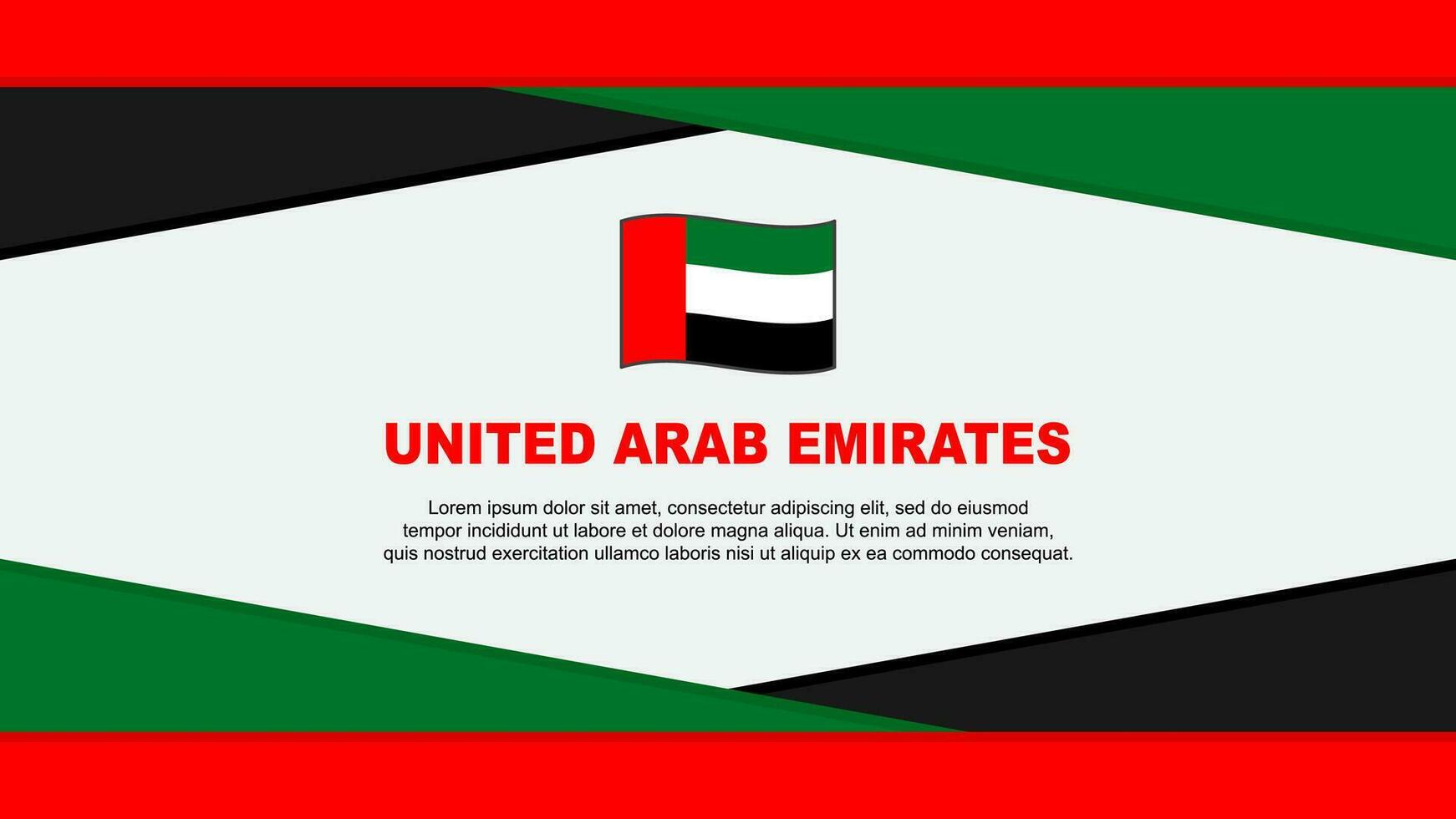 förenad arab emirates flagga abstrakt bakgrund design mall. förenad arab emirates oberoende dag baner tecknad serie vektor illustration. vektor