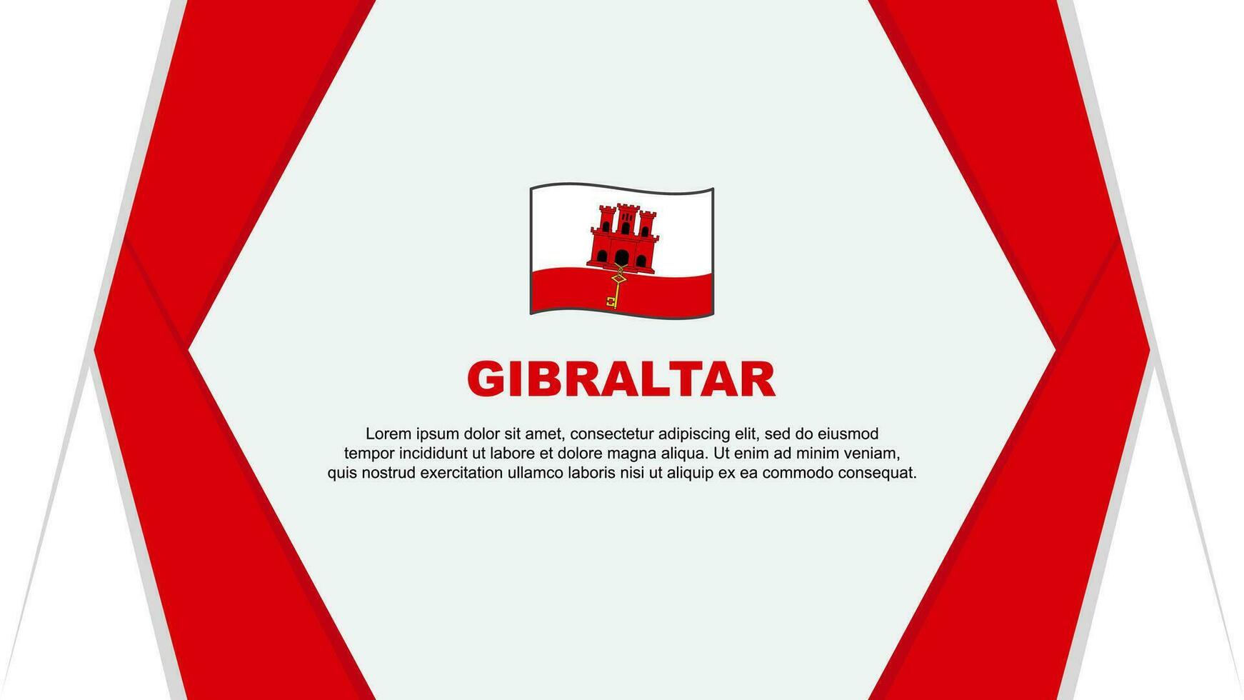 Gibraltar Flagge abstrakt Hintergrund Design Vorlage. Gibraltar Unabhängigkeit Tag Banner Karikatur Vektor Illustration. Gibraltar Hintergrund