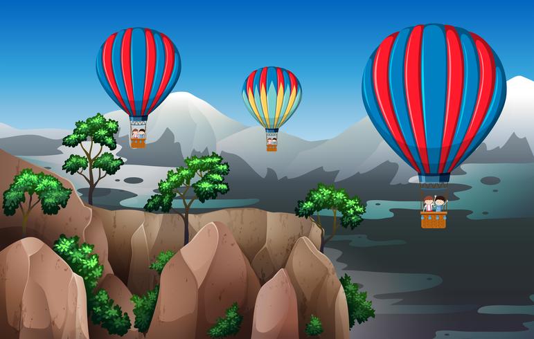 Mit Heißluftballon reisen vektor