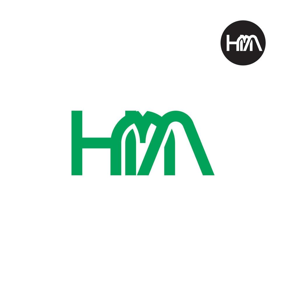 Brief hm Monogramm Logo Design vektor