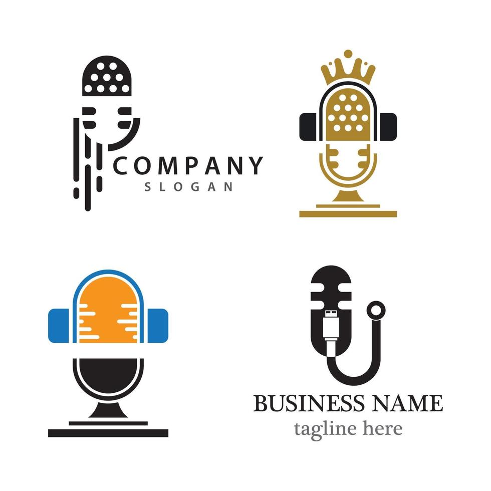 Mikrofon Logo Vorlage Vektor Icon Set Design