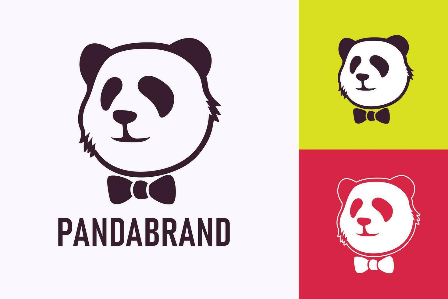 Panda Kopf Logo mit Bogen binden. vektor