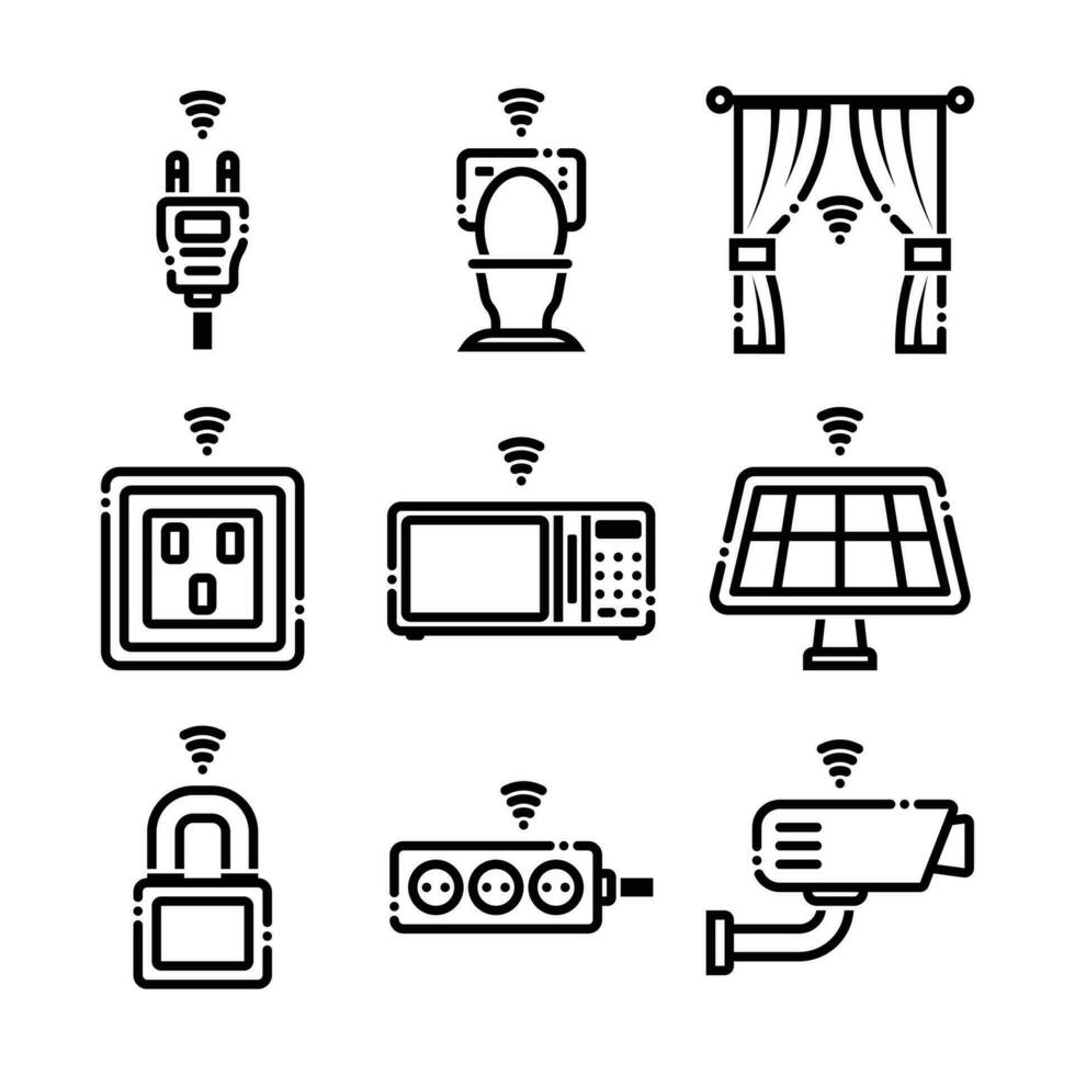 Clever Zuhause Automatisierung System Linie Vektor Elemente Symbole