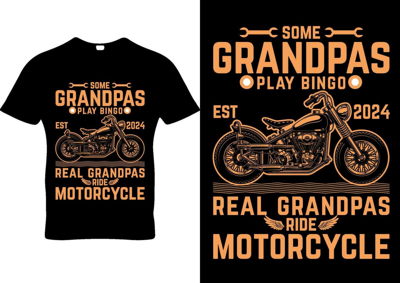 Opas Bingo und Motorrad T-Shirt Design vektor