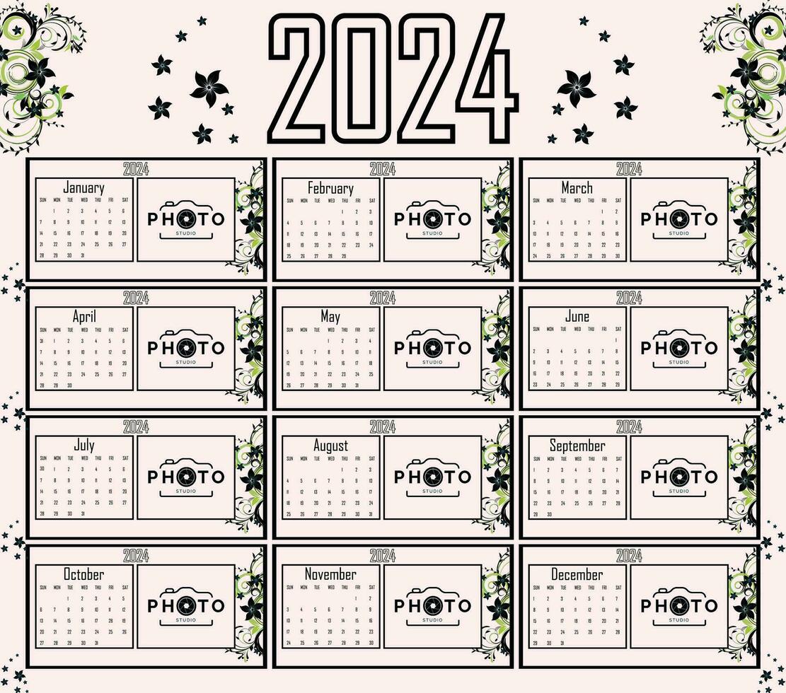 Kalender 2024 Vektor. glücklich Neu Jahr Kalender eps Datei vektor