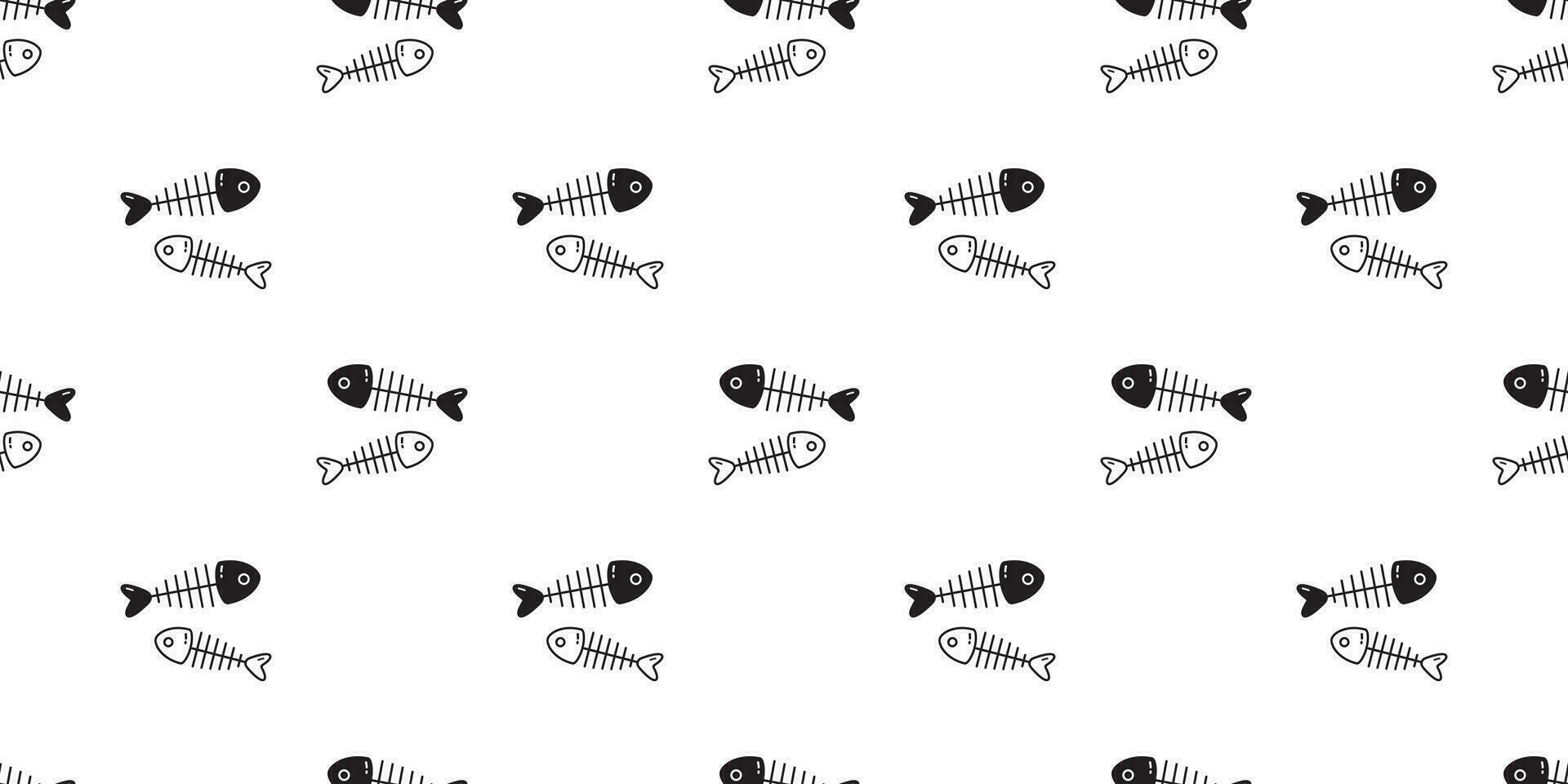 Fisch Knochen nahtlos Muster Vektor Hai Delfin Thunfisch Lachs Schal isoliert Karikatur Fliese Hintergrund Halloween wiederholen Hintergrund Illustration Design