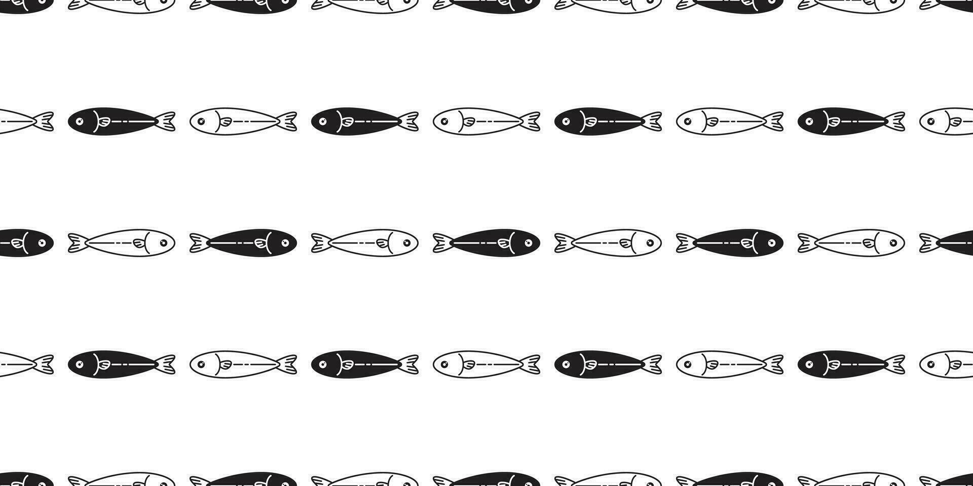 Fisch nahtlos Muster Vektor Thunfisch Hai Lachs Schal isoliert Delfin Wal Ozean Meer wiederholen Hintergrund Fliese Hintergrund Karikatur Gekritzel Illustration Design