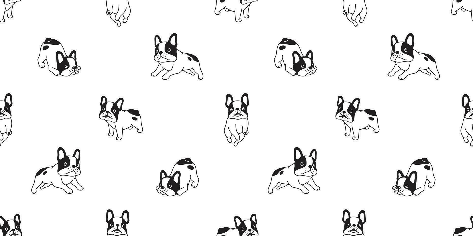hund sömlös mönster vektor franska bulldogg löpning tecknad serie scarf isolerat upprepa bakgrund bricka tapet illustration design svart
