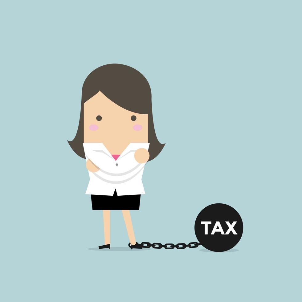 Geschäftsfrau mit Steuerbelastung. vektor