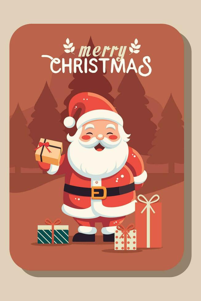 Santa Weihnachten Zeichen mit Karikatur Santa spähen beim das Zeichen mit Geschenke und Weihnachten Stechpalme vektor