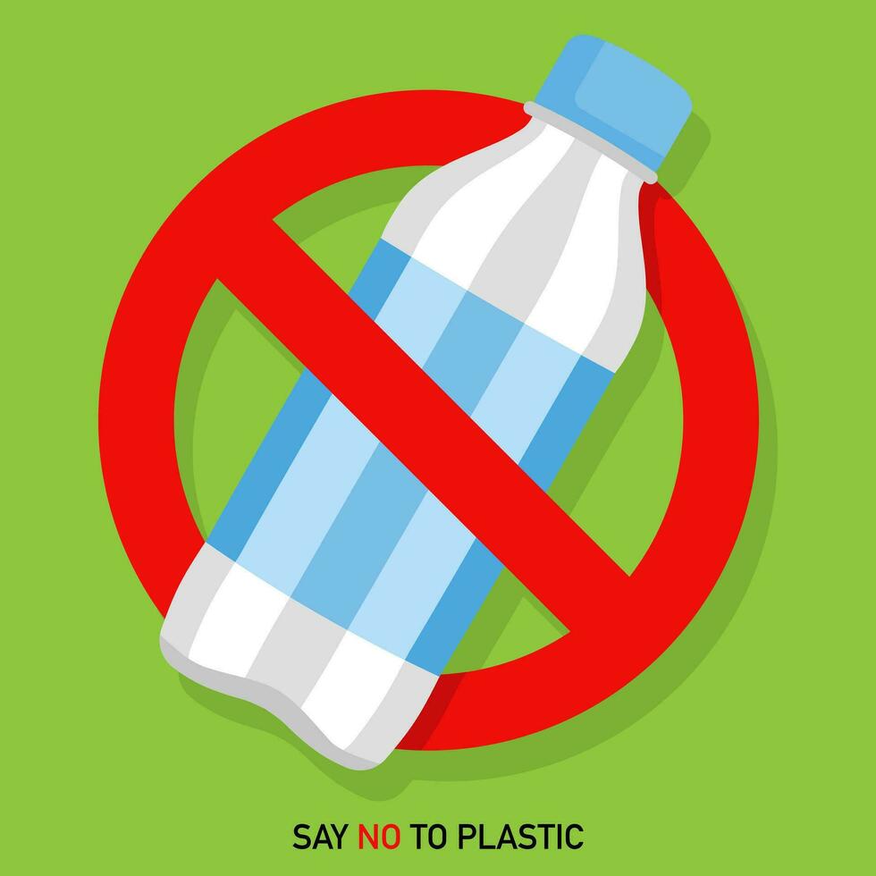 säga Nej till plast, sluta plast förorening vektor