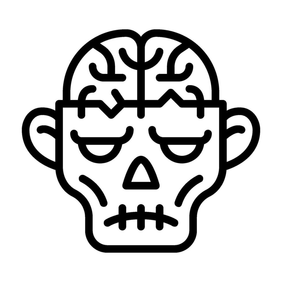 zombie huvud linje ikon, vektor och illustration