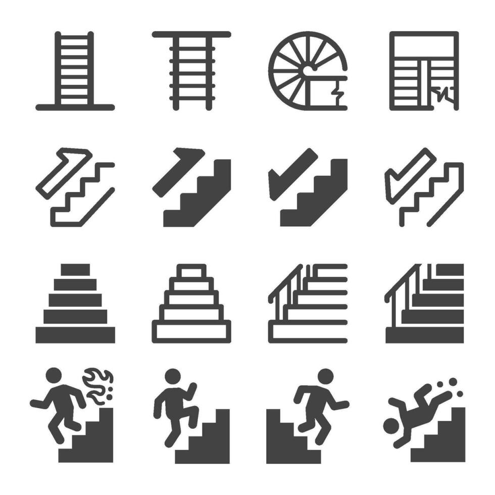 trappa ikon set, vektor och illustration