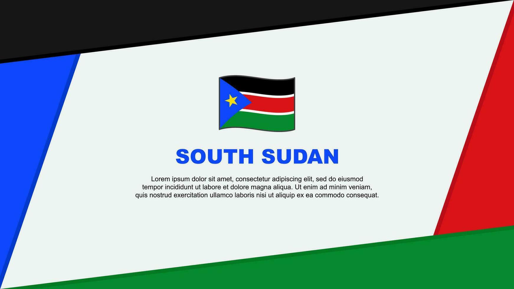 Süd Sudan Flagge abstrakt Hintergrund Design Vorlage. Süd Sudan Unabhängigkeit Tag Banner Karikatur Vektor Illustration. Süd Sudan Banner