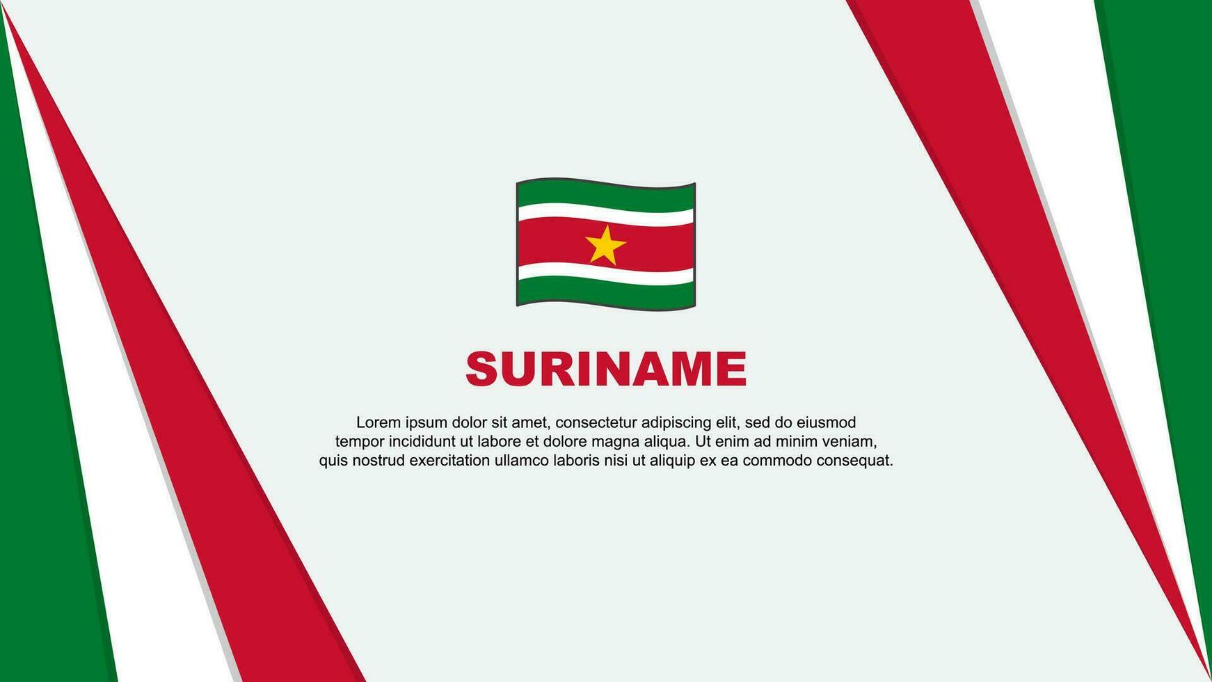 suriname flagga abstrakt bakgrund design mall. suriname oberoende dag baner tecknad serie vektor illustration. suriname flagga