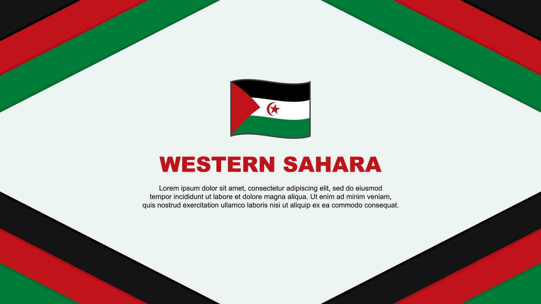 Western Sahara Flagge abstrakt Hintergrund Design Vorlage. Western Sahara Unabhängigkeit Tag Banner Karikatur Vektor Illustration. Western Sahara Vorlage