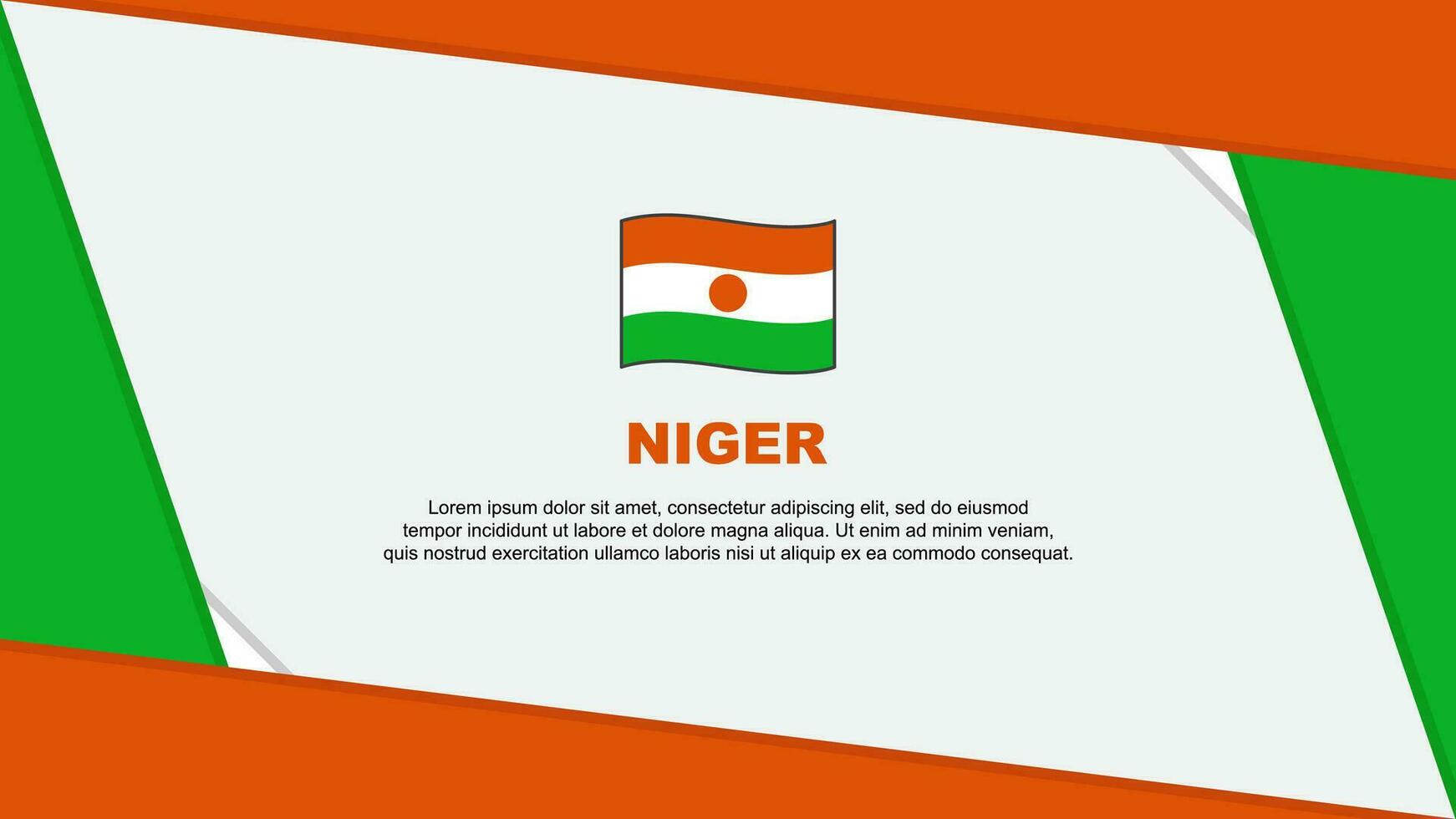 Niger Flagge abstrakt Hintergrund Design Vorlage. Niger Unabhängigkeit Tag Banner Karikatur Vektor Illustration. Niger Unabhängigkeit Tag