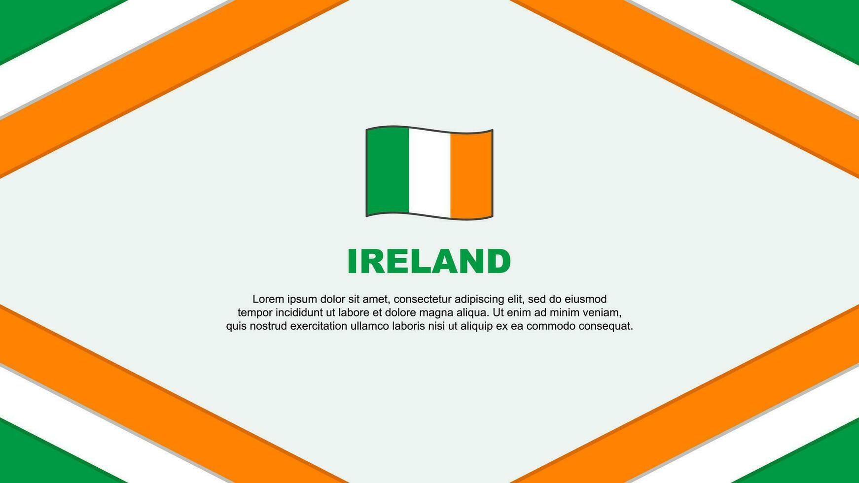 irland flagga abstrakt bakgrund design mall. irland oberoende dag baner tecknad serie vektor illustration. irland mall