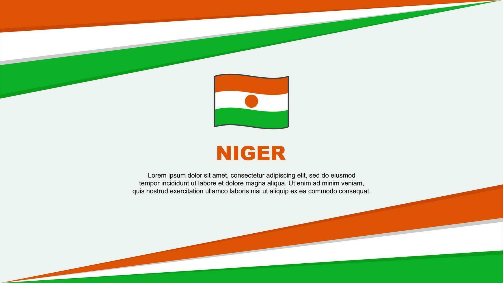 Niger Flagge abstrakt Hintergrund Design Vorlage. Niger Unabhängigkeit Tag Banner Karikatur Vektor Illustration. Niger Design