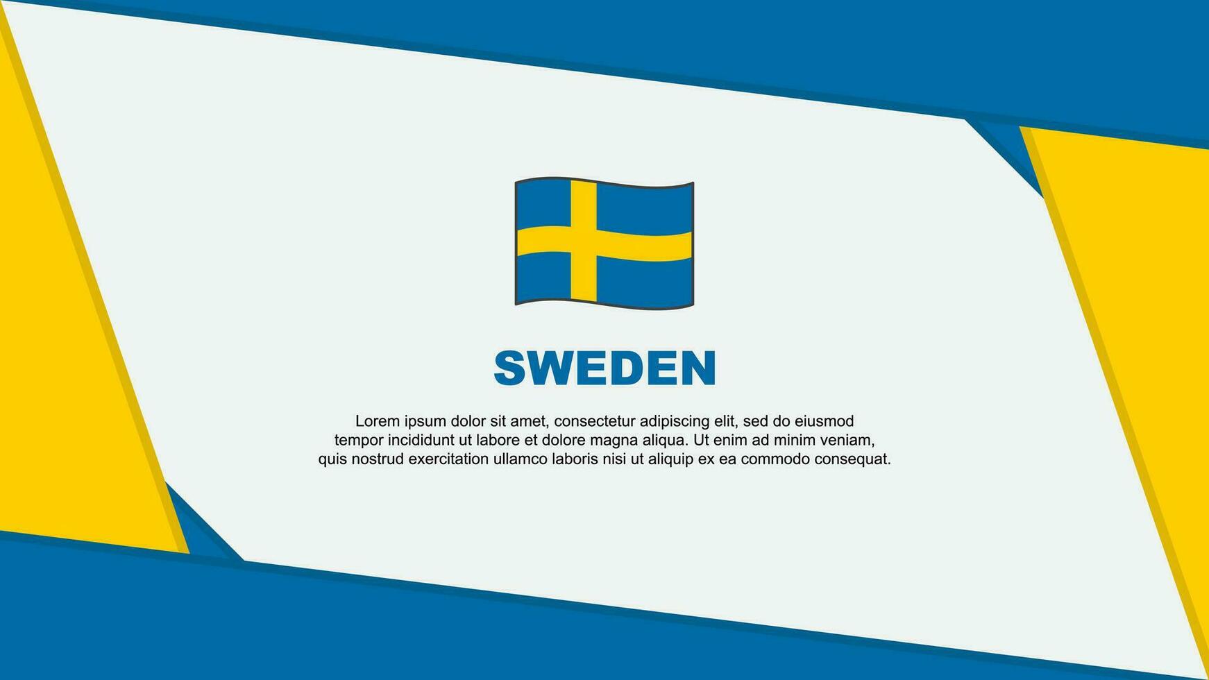 Sverige flagga abstrakt bakgrund design mall. Sverige oberoende dag baner tecknad serie vektor illustration. Sverige oberoende dag