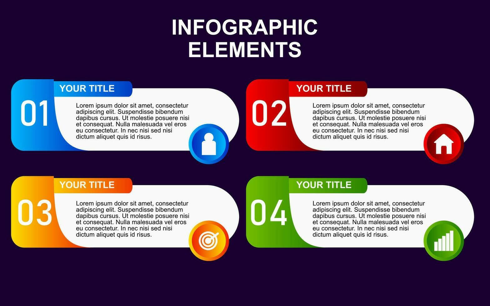 infographic element design med 4 färgrik steg för presentation och företag. infographic planera design för presentationer. vektor