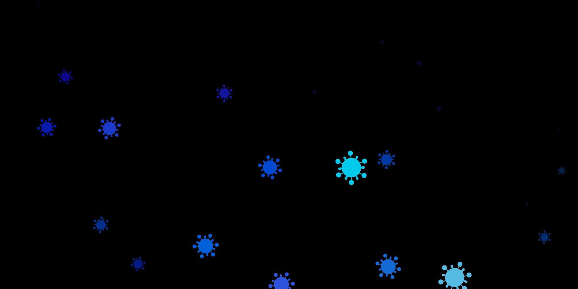 dunkelrosa, blaues Vektormuster mit Coronavirus-Elementen. vektor
