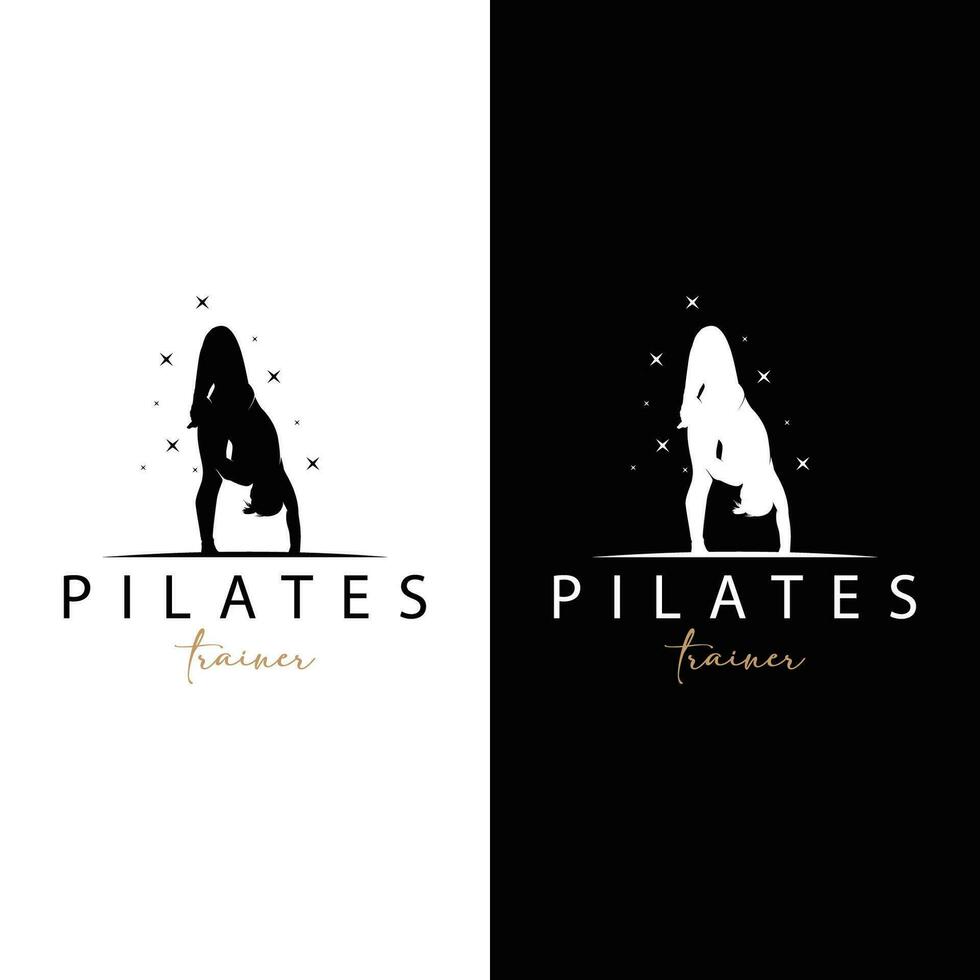 pilates utgör logotyp, yoga logotyp design vektor mall illustration