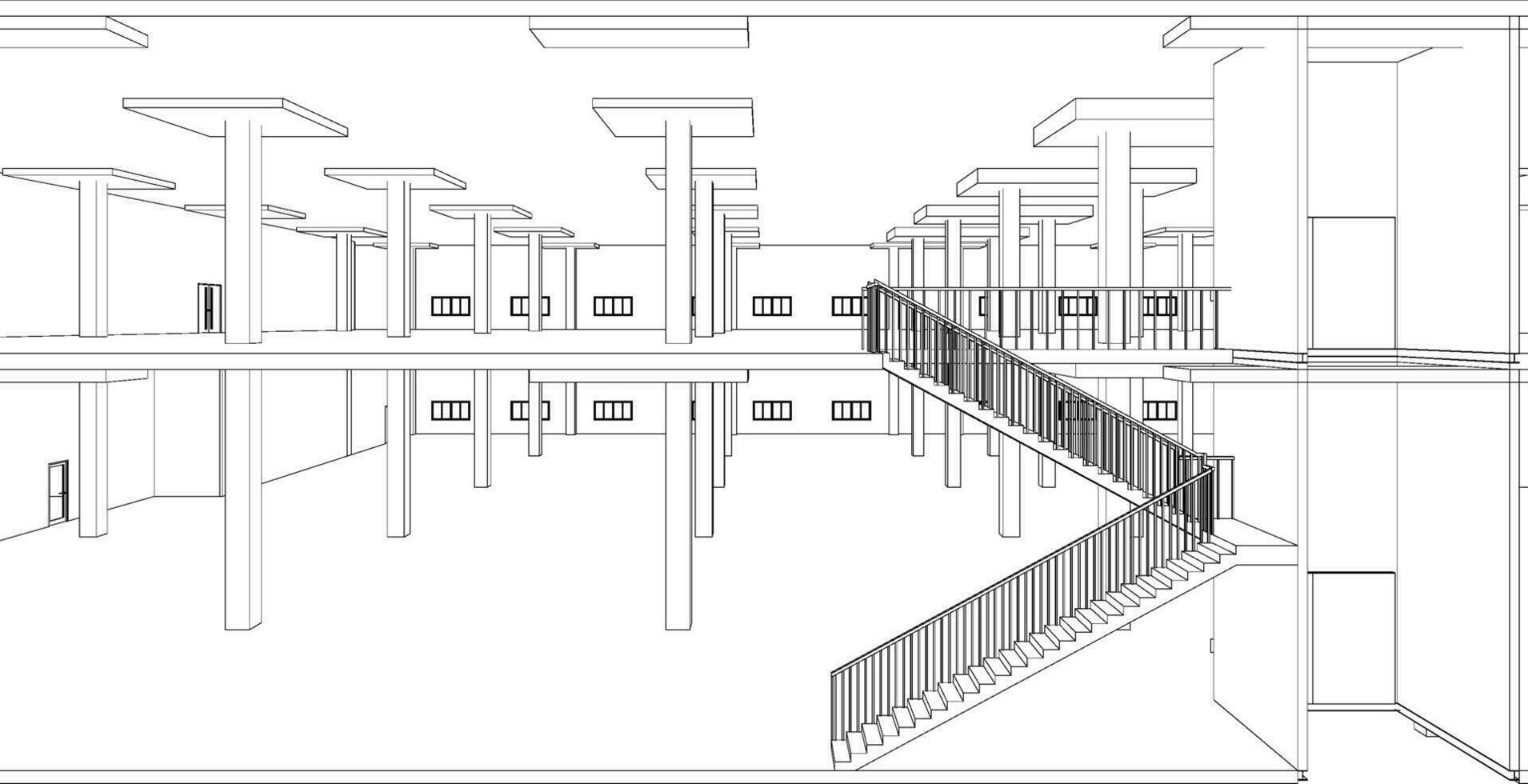 3d illustration av industriell byggnad vektor