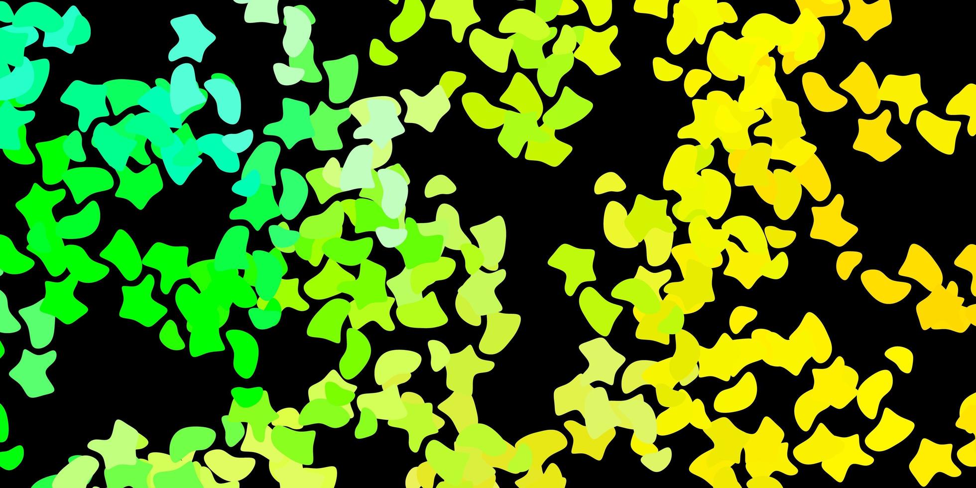 mörkgrön, gul vektorbakgrund med kaotiska former. vektor