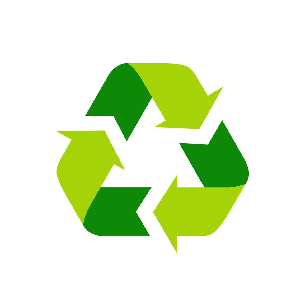 Recycling, Wiederverwendung, recyceln Symbol Vektor im eben Stil. Pfeil Symbole Das bilden ein rotierend Dreieck