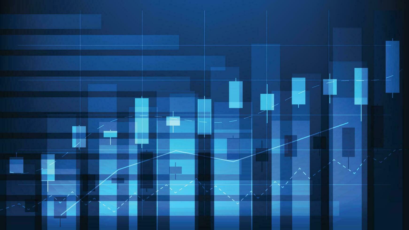 finansiell företag statistik med bar Graf och ljusstake Diagram visa stock marknadsföra pris på mörk blå bakgrund vektor