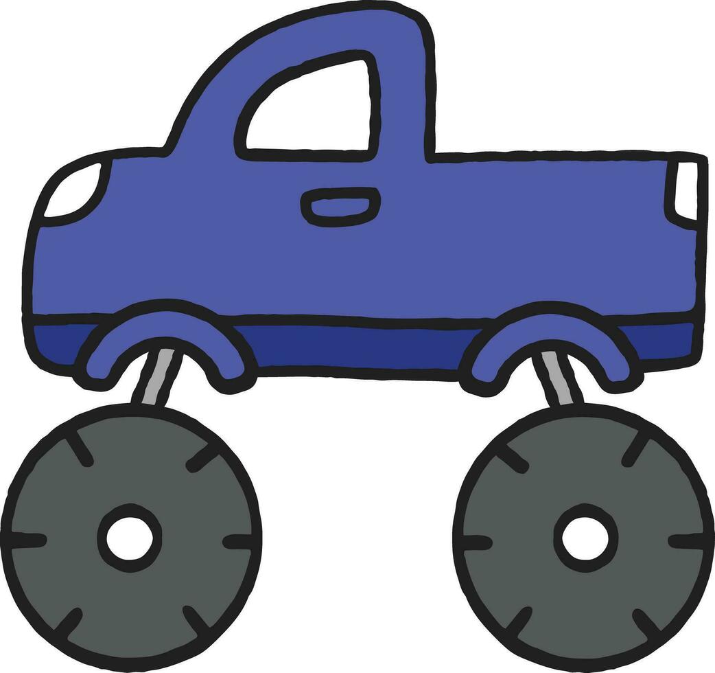 leksak bil tecknad serie illustration monster plocka upp lastbil vektor