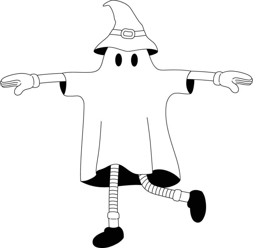 retro spöke halloween illustration maskot söt affisch vektor