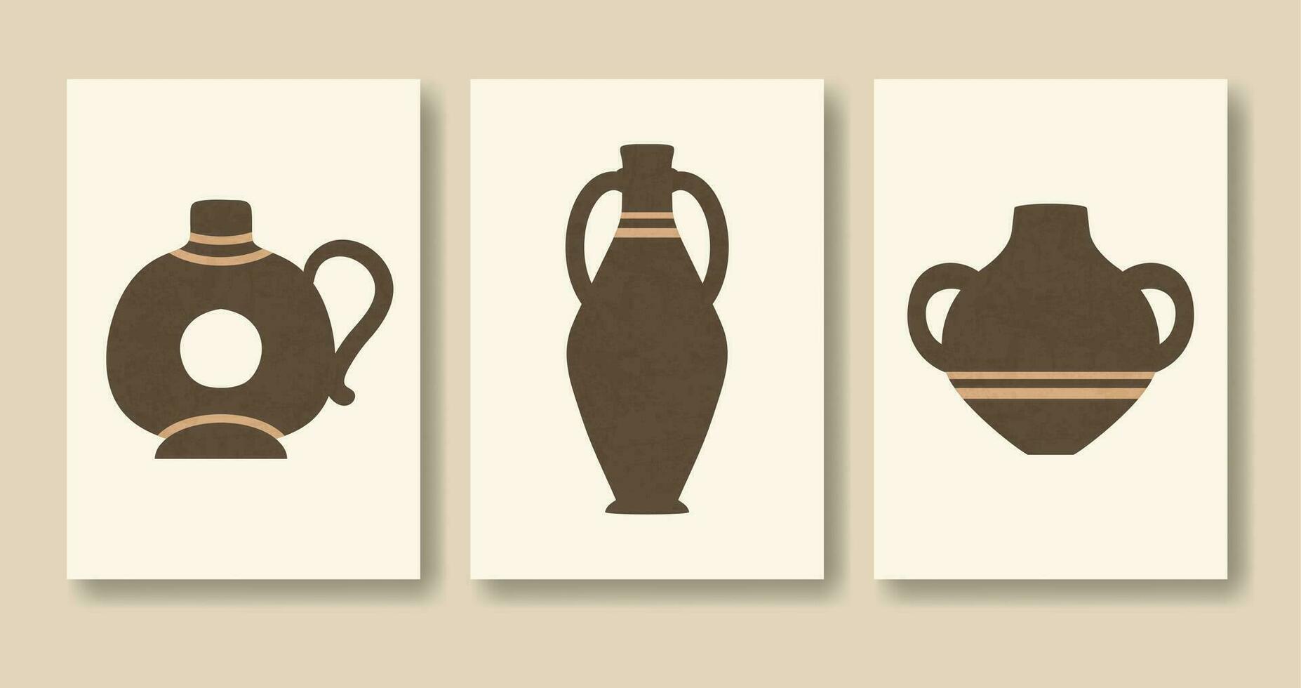 minimalistisch Illustration einstellen mit uralt Keramik Vasen. Keramik Werkstatt vektor
