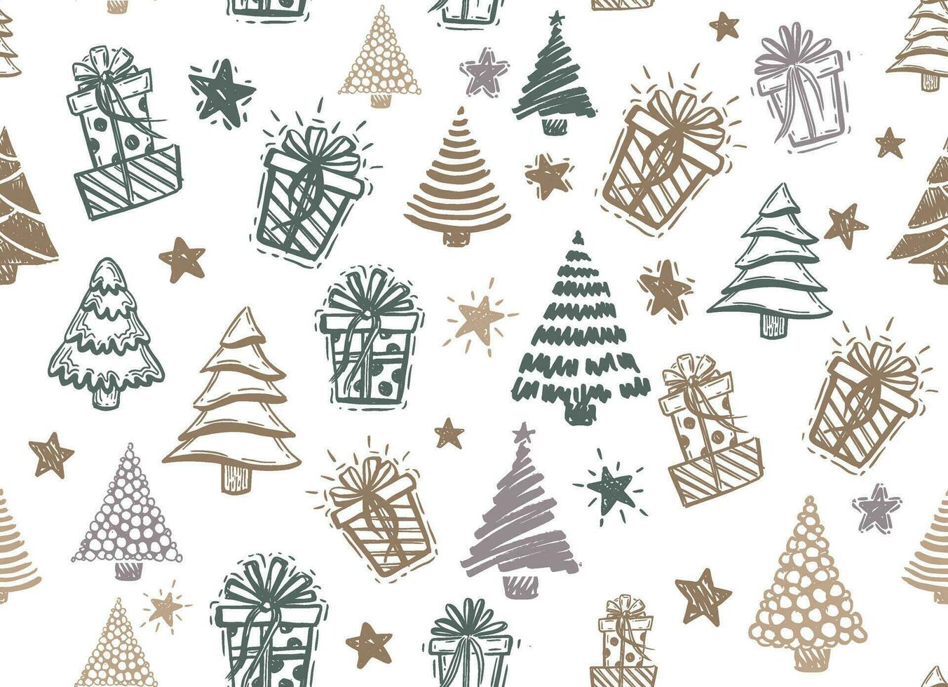 jul träd, ny år uppsättning, hand dragen illustrationer. vektor. vektor